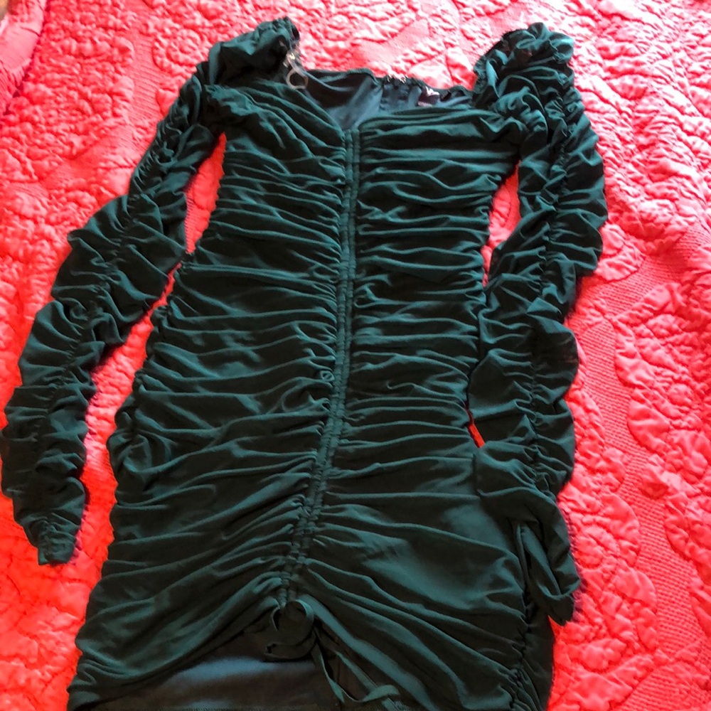 Elegant Green Ruched Dress